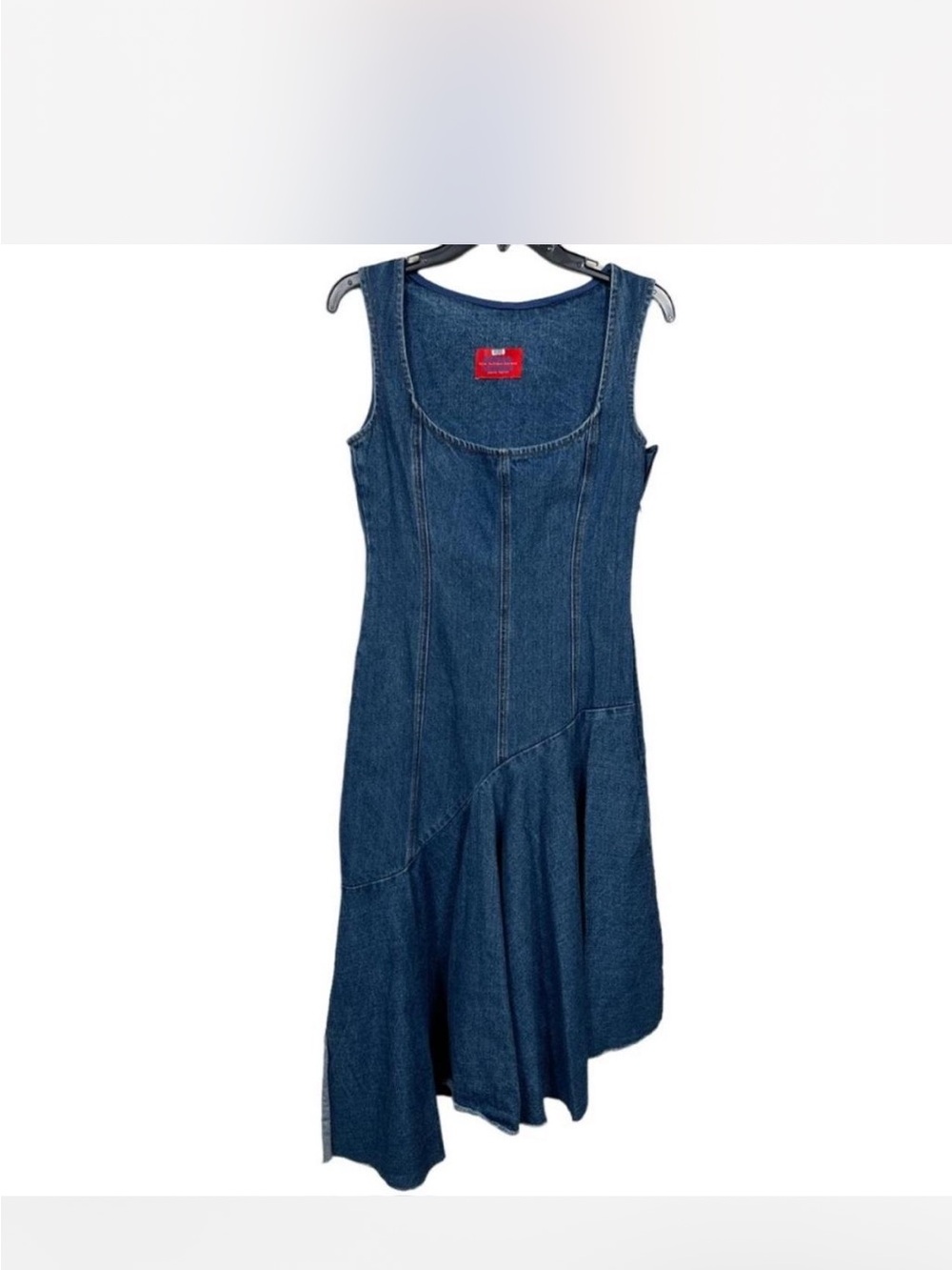 Solace London Lewis Blue Denim High-Low A-Line Dress Sz 4 - Picture 3 of 8
